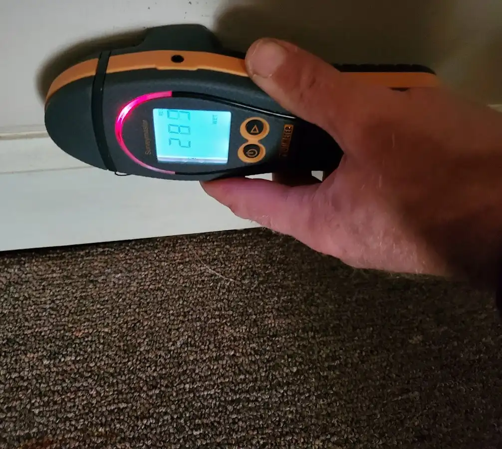 Moisture detection at baseboard during Sewage Cleanup & Sanitation in Beaverton